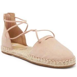 Eileen Fisher Flat Espadrille Sandal 7 Lace Up Resort Minimal Casual Ivory Cream